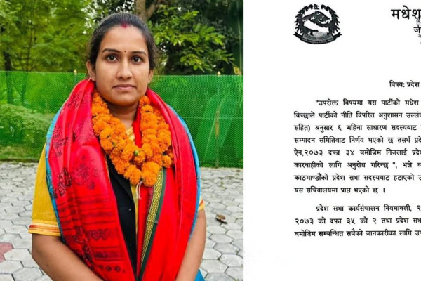 मधेस प्रदेश सभाकी सांसद कञ्चन विच्छाको पद खारेज