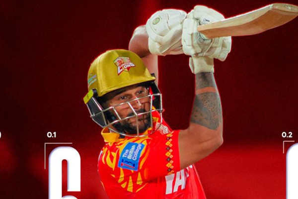 विस्फोटक सुरुवात: दीपेन्द्रमाथि जाइलाग्दै दिनेशले प्रहार गरे पहिलो ओभरमै ४ छक्का