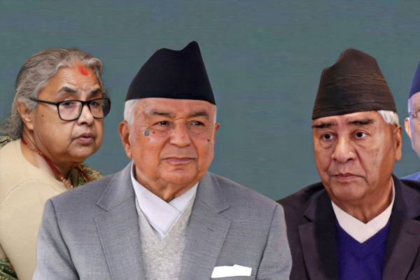 प्रधानमन्त्रीसहित तीन शीर्ष नेतासँग छलफल गर्दै राष्ट्रपति