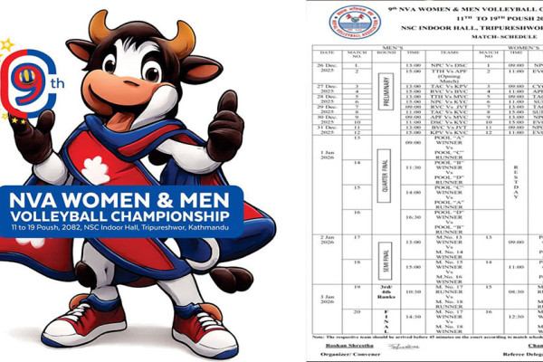 एनभिए भलिबल च्याम्पियनसिपको खेल तालिका सार्वजनिक