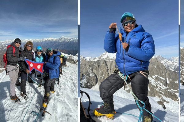 ट्रेकिङ गाइड १८ जना महिलाले चढे पाल्दोर हिमाल