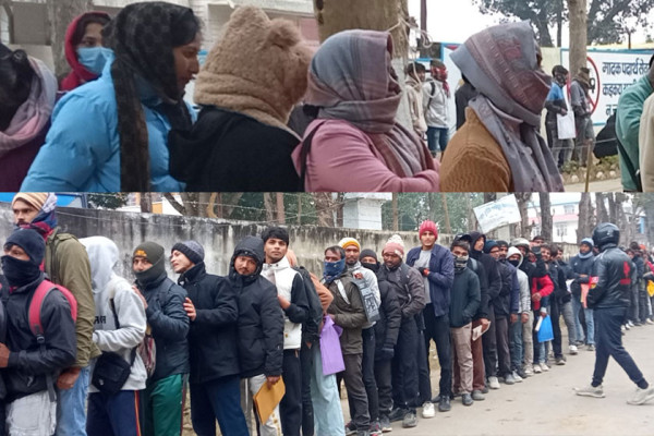 म्यादी प्रहरीमा आवेदन दिने युवाको भिड