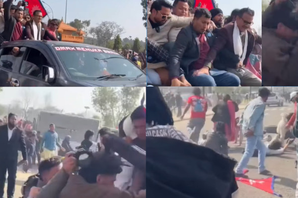 नेपालगञ्जमा बालेनको स्वागत गर्न पुगेका समर्थक गाडीबाट खसे, ६ जना समान्य घाइते