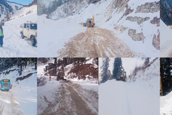 हिउँले थुनिएको नाग्म–गमगडी सडक डोजर लगाएर खोलियो
