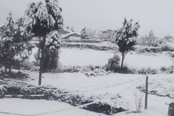 दुई जिल्लामा बाक्लो हिमपात : जनजीवन प्रभावित