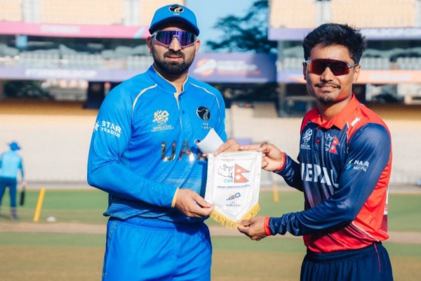 विश्वकप क्रिकेटः अभ्यास खेलमा नेपालले यूएईविरुद्ध टस जित्यो, पहिला बलिङ गर्ने