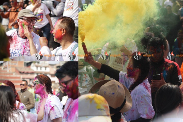 होलीमा नेपालीसँगै रमाए विदेशी (तस्बिरसहित)