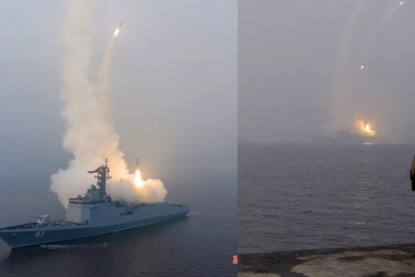 पाँच हजार टनको युद्धपोतबाट किमले गरे क्रुज मिसाइल परीक्षण